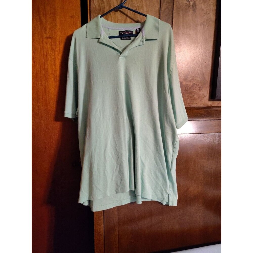 Roundtree & Yorke Men Polo Knit Shirt Natural Linen Blend with Cotton Size 2XL